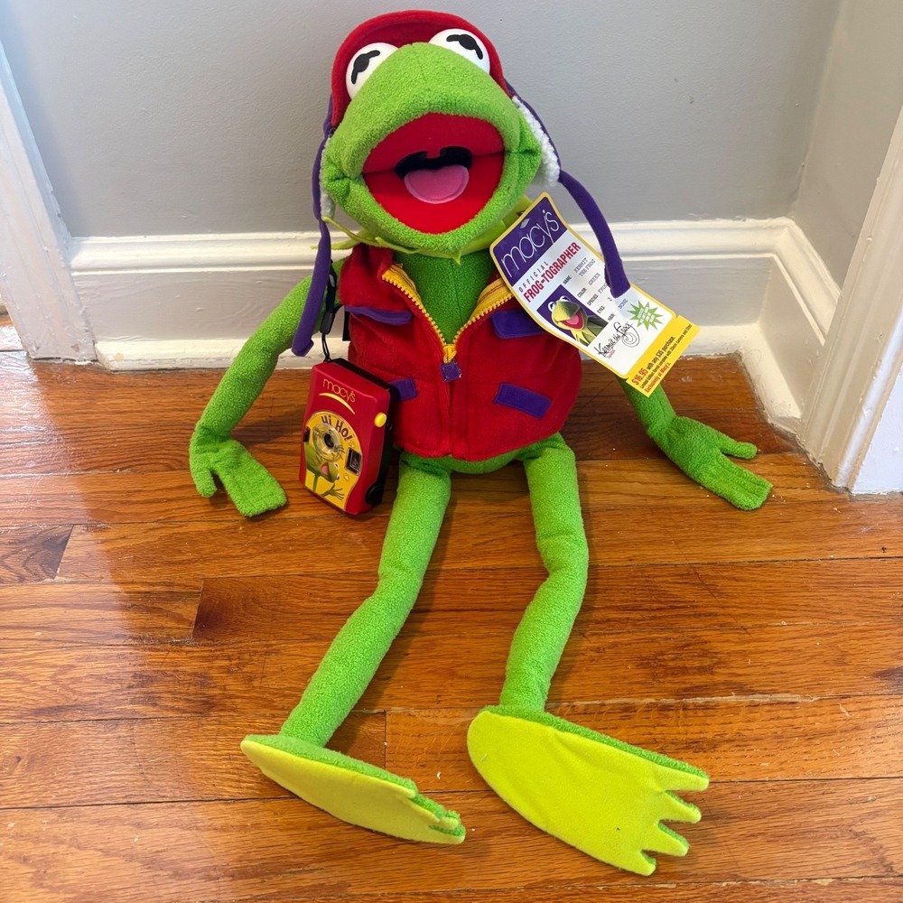 Macy's Kids 24" Kermit the Frog-Tographer Plush Green Muppets Talking Camera